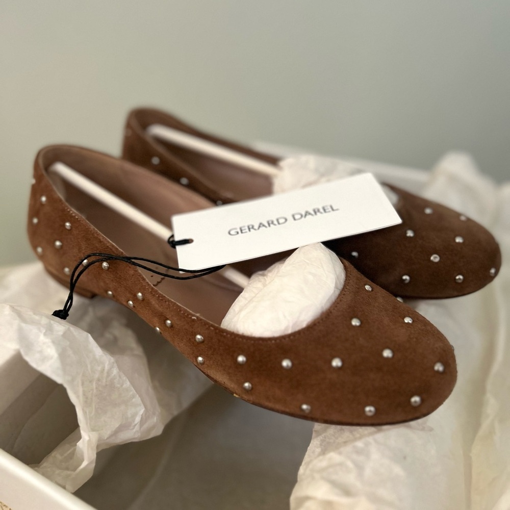 Gerard Darel suede ballet flats with studs French designer